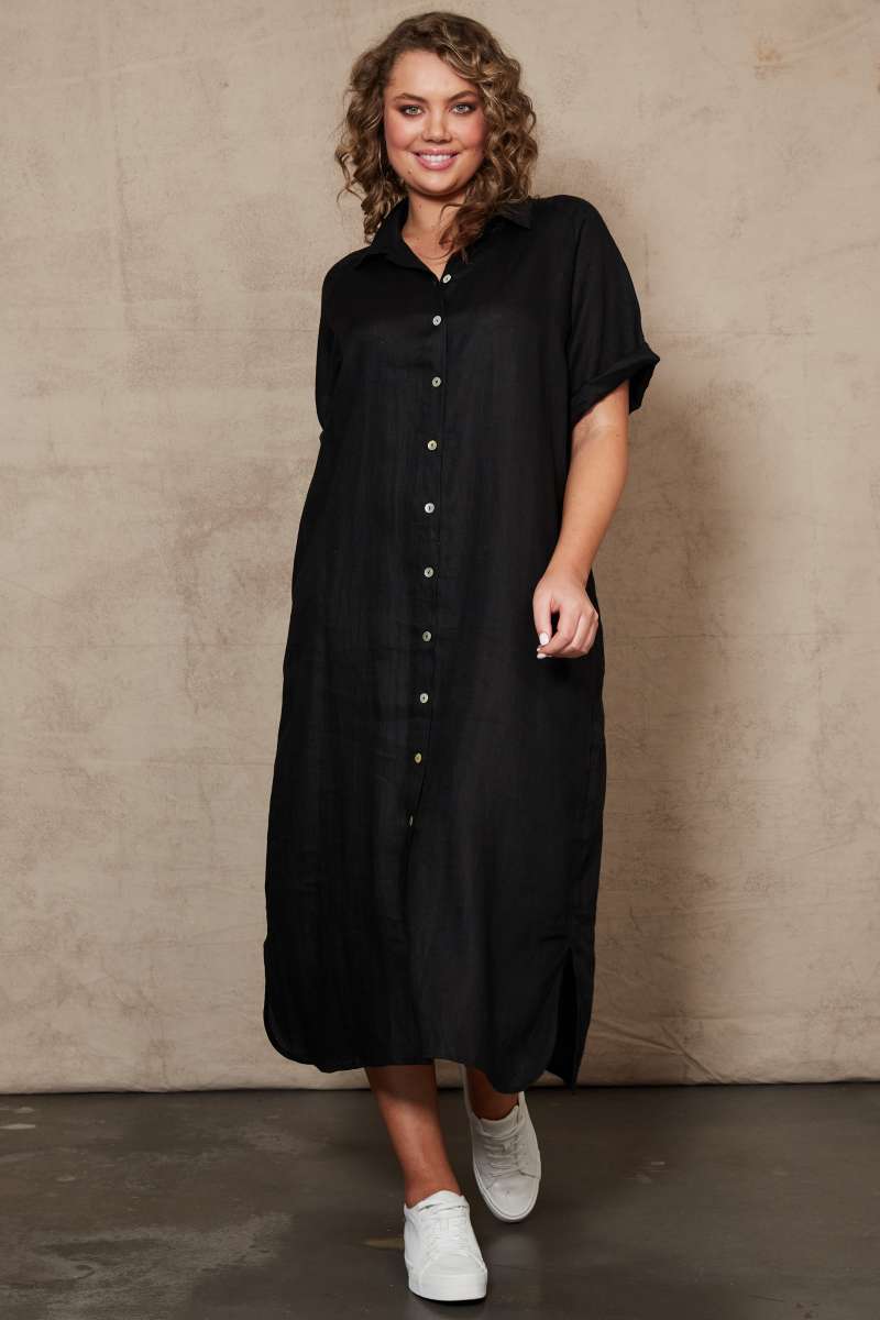 View Eb&Ive Studio Shirt Dress - Ebony