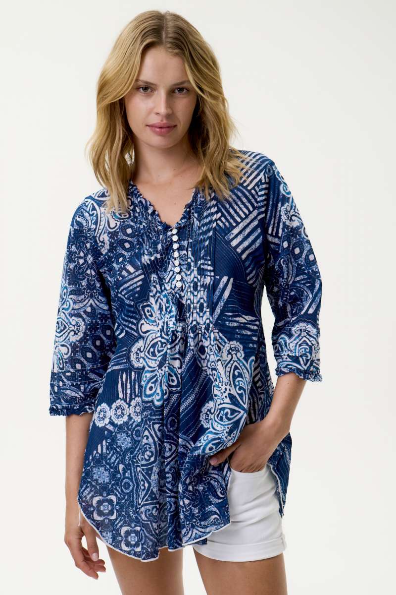 View oneseason Poppy Top - Mandala Navy