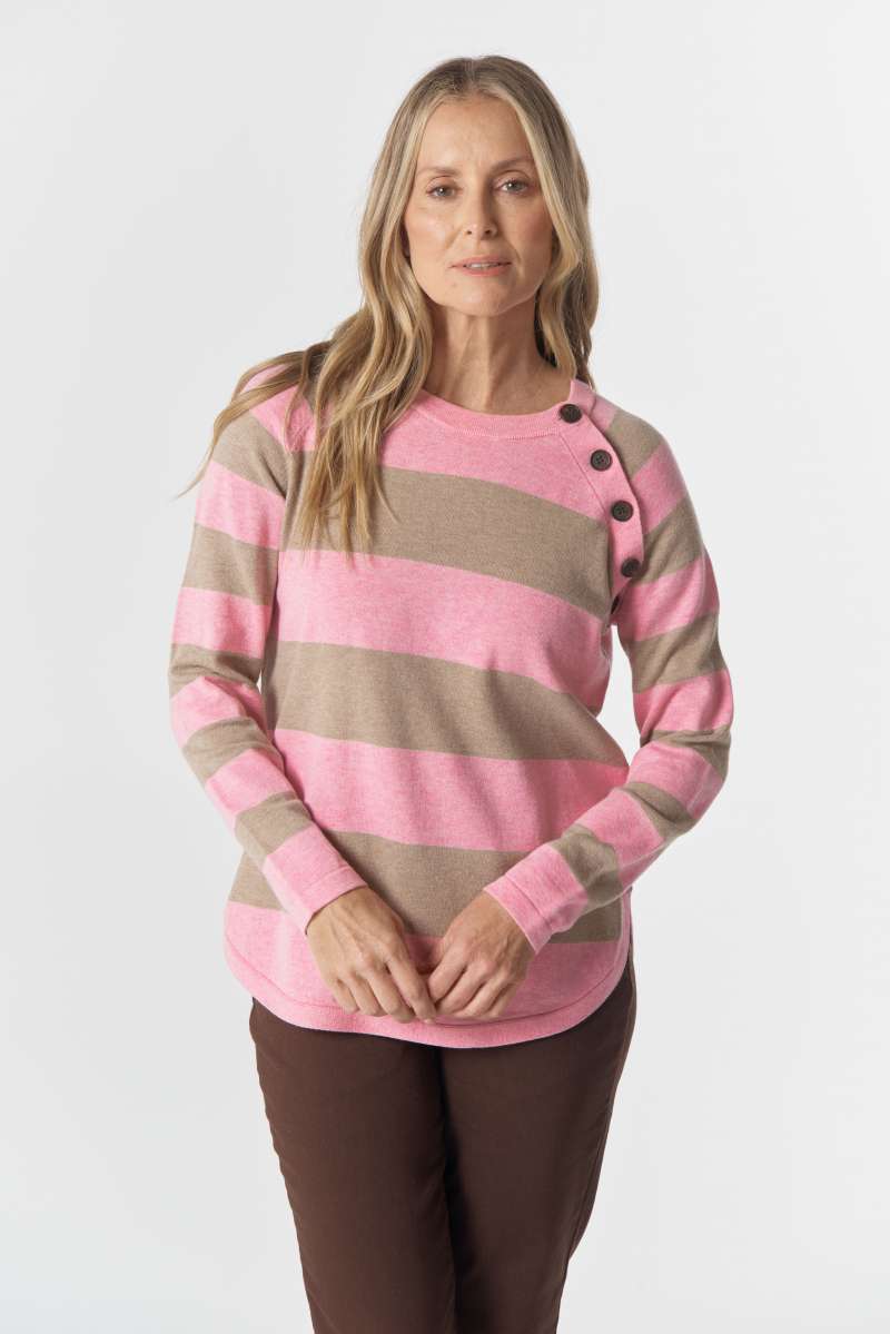 View Goondiwindi The Yards Jumper - Fondant Pink/Oatmeal