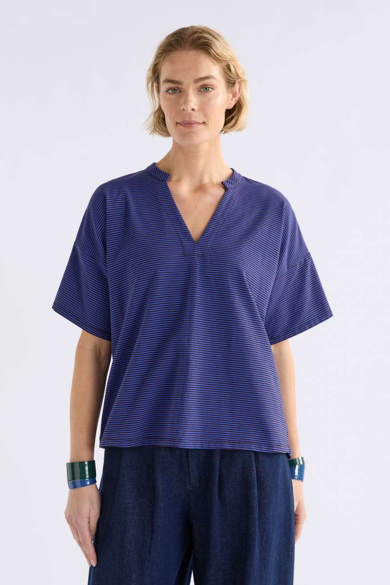 View Elk Evve Tshirt - Chocolate/Cobalt