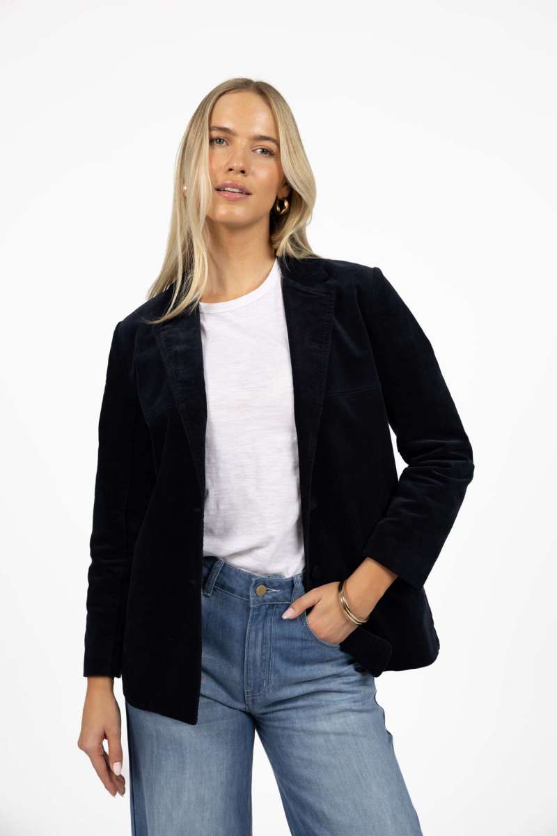 View Humidity Va Va Velour Coat - Navy