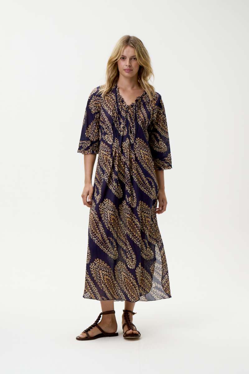 View oneseason Long Poppy - Provence Navy Paisley